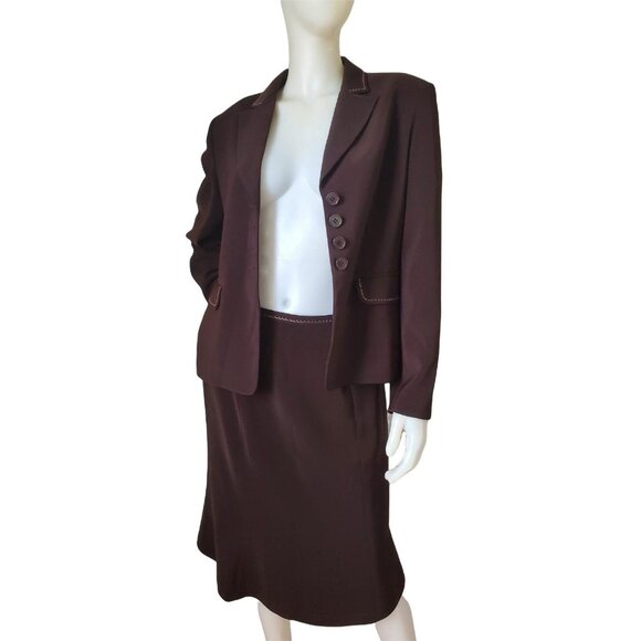 Travis Ayers 8 Vintage Y2K Skirt Suit Set Business Blazer Outfit Embroidered - Picture 6 of 14